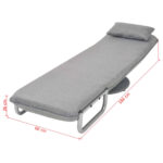 Fauteuil pivotant et canapé-lit Gris clair Tissu – Image 12