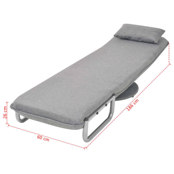 Fauteuil pivotant et canapé-lit Gris clair Tissu – Image 12