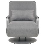 Fauteuil pivotant et canapé-lit Gris clair Tissu – Image 2