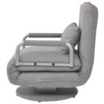 Fauteuil pivotant et canapé-lit Gris clair Tissu – Image 3