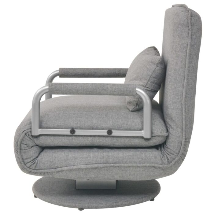 Fauteuil pivotant et canapé-lit Gris clair Tissu – Image 3