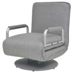 Fauteuil pivotant et canapé-lit Gris clair Tissu – Image 4