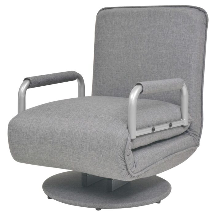 Fauteuil pivotant et canapé-lit Gris clair Tissu – Image 4