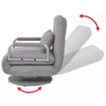 Fauteuil pivotant et canapé-lit Gris clair Tissu – Image 5