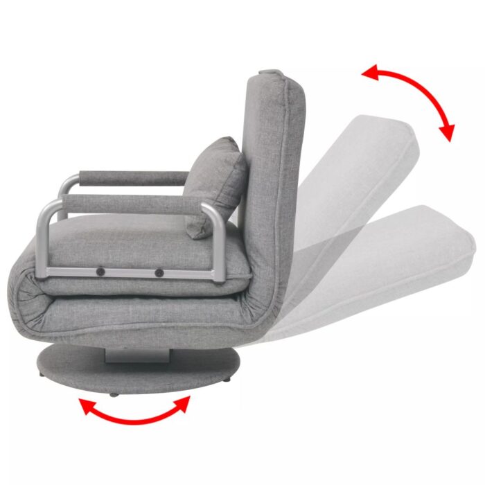 Fauteuil pivotant et canapé-lit Gris clair Tissu – Image 5