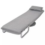 Fauteuil pivotant et canapé-lit Gris clair Tissu – Image 7