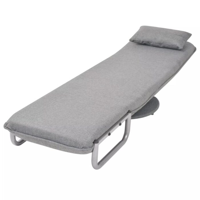 Fauteuil pivotant et canapé-lit Gris clair Tissu – Image 7