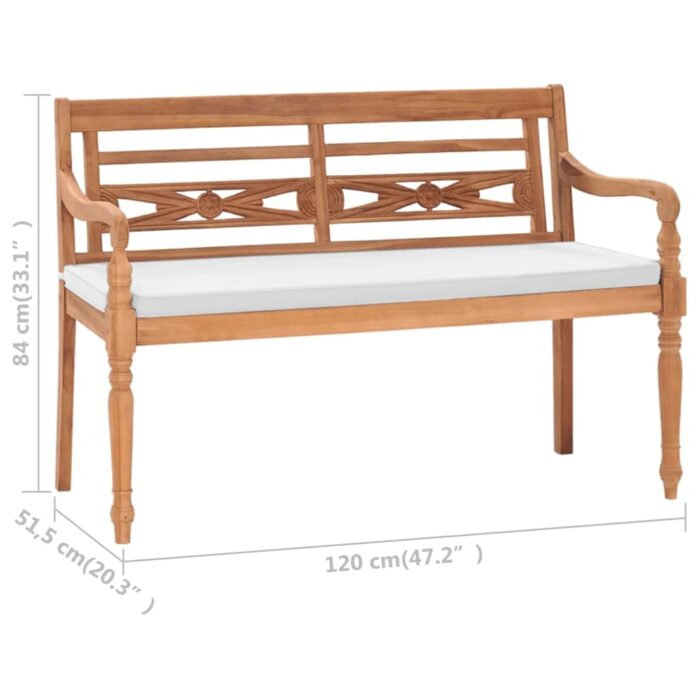 Banc Batavia avec coussins 120 cm Teck – Image 5