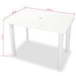 Table de jardin Blanc 101 x 68 x 72 cm Plastique – Image 4