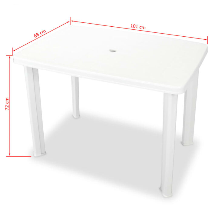 Table de jardin Blanc 101 x 68 x 72 cm Plastique – Image 4