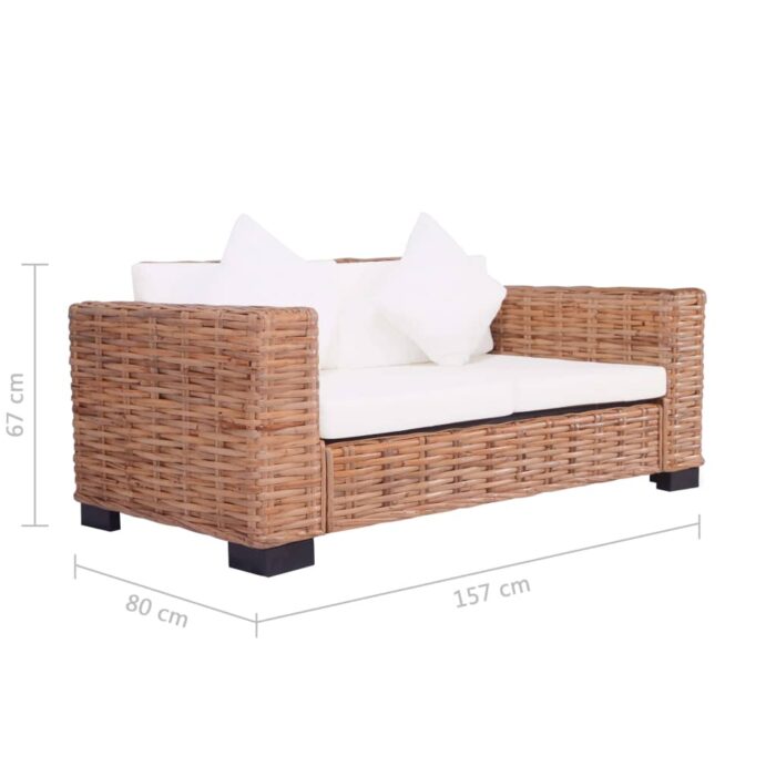 Ensemble de canapés 15 pcs Rotin naturel – Image 7