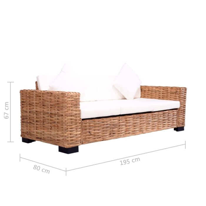 Ensemble de canapés 15 pcs Rotin naturel – Image 8