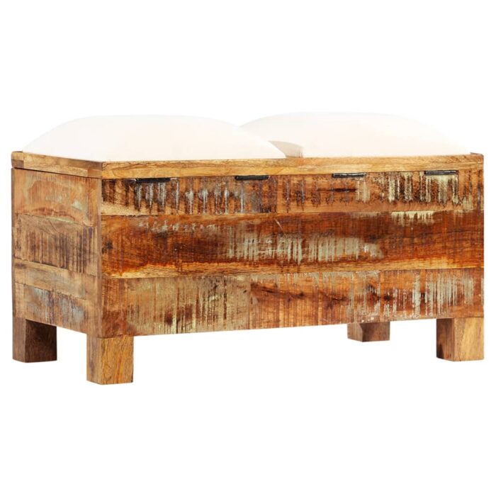 Banc de rangement Bois massif recyclé 80 x 40 x 40 cm – Image 10