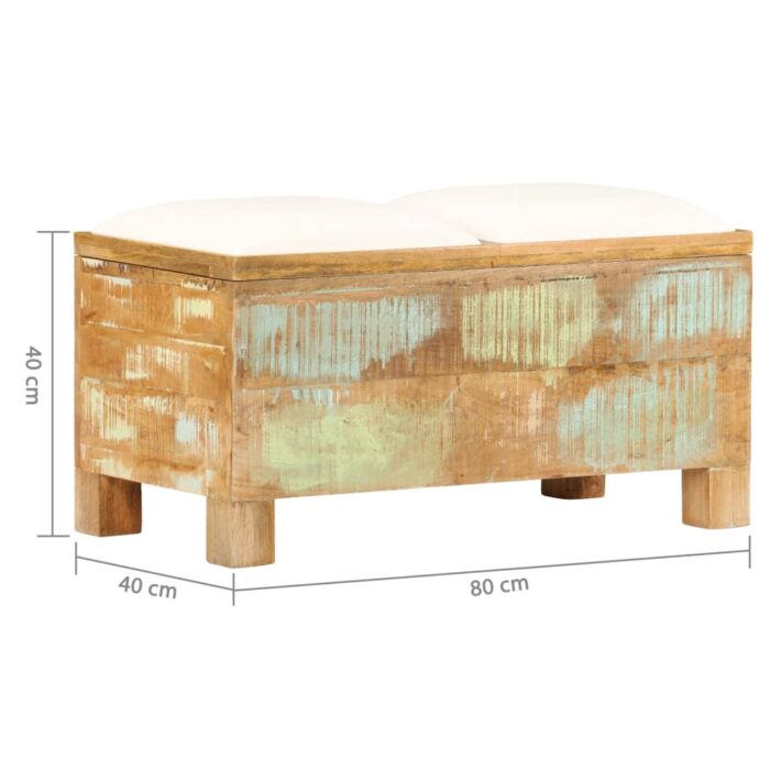 Banc de rangement Bois massif recyclé 80 x 40 x 40 cm – Image 6