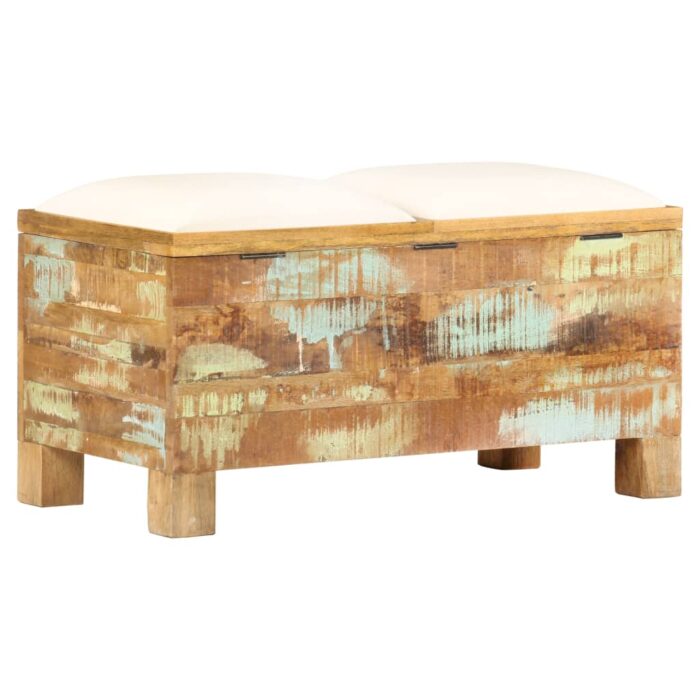 Banc de rangement Bois massif recyclé 80 x 40 x 40 cm – Image 7