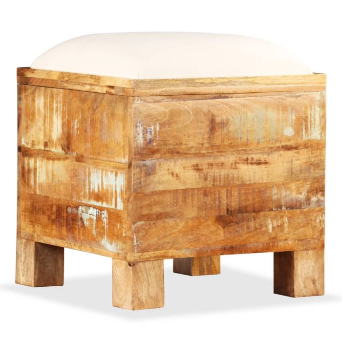 Banc de rangement Bois massif recyclé 40 x 40 x 45 cm – Image 10