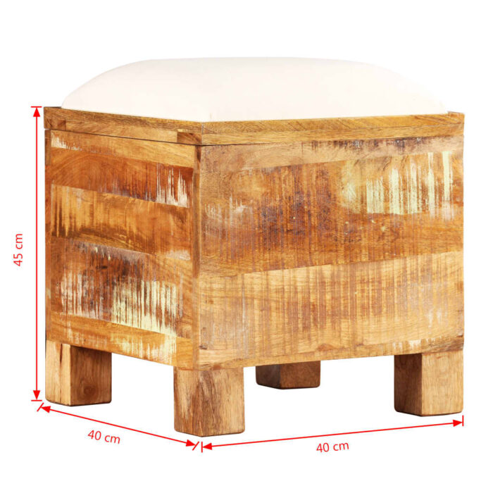 Banc de rangement Bois massif recyclé 40 x 40 x 45 cm – Image 11