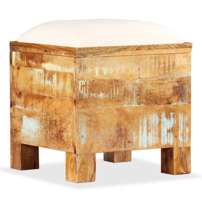 Banc de rangement Bois massif recyclé 40 x 40 x 45 cm – Image 9