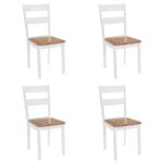 Chaises à manger lot de 4 blanc bois d'hévéa massif