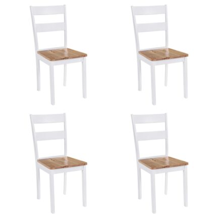 Chaises à manger lot de 4 blanc bois d'hévéa massif