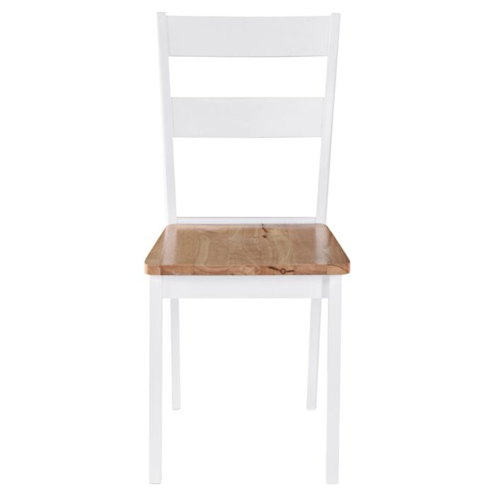 Chaises à manger lot de 4 blanc bois d'hévéa massif – Image 2