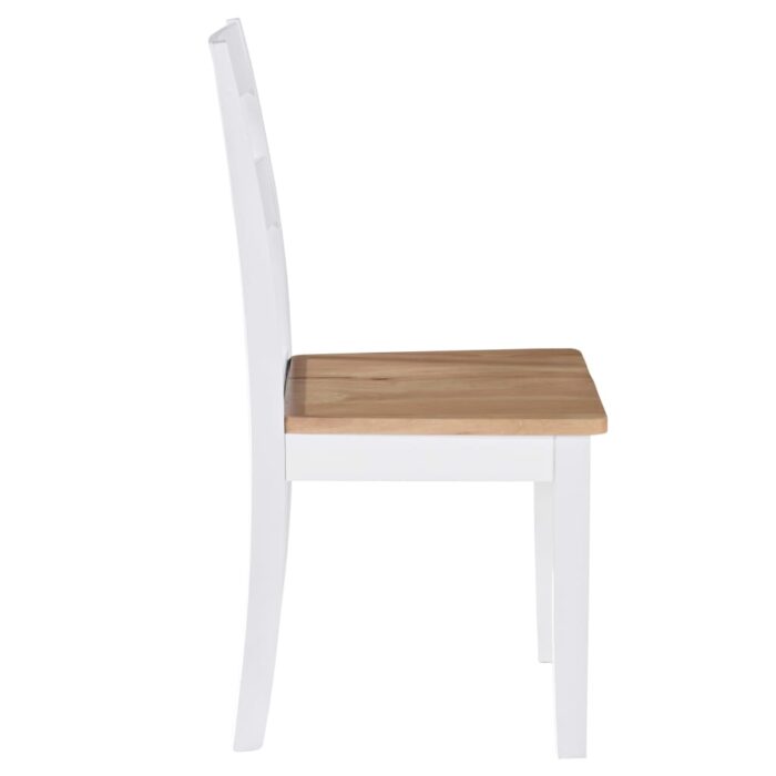 Chaises à manger lot de 4 blanc bois d'hévéa massif – Image 3