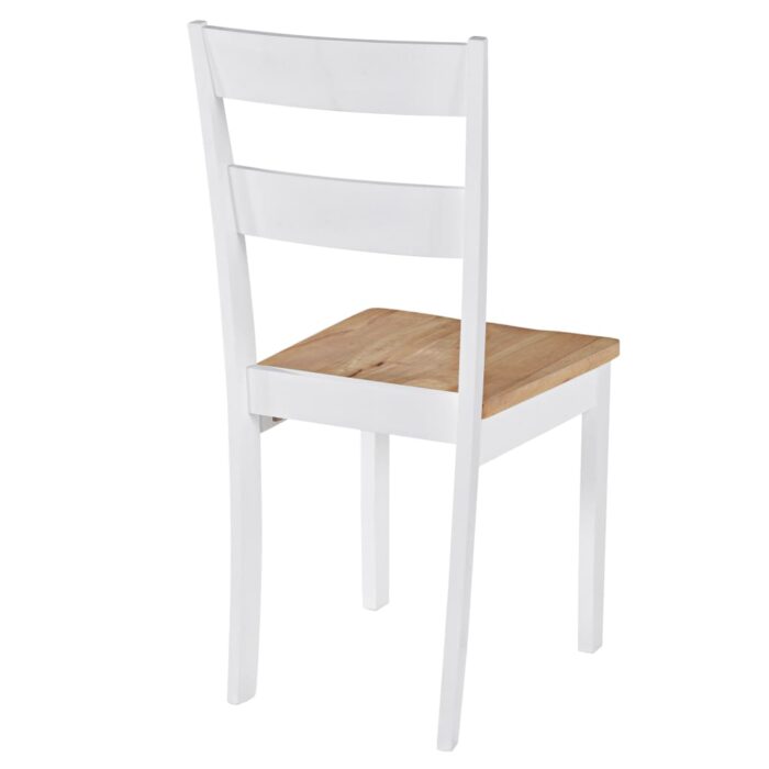Chaises à manger lot de 4 blanc bois d'hévéa massif – Image 4