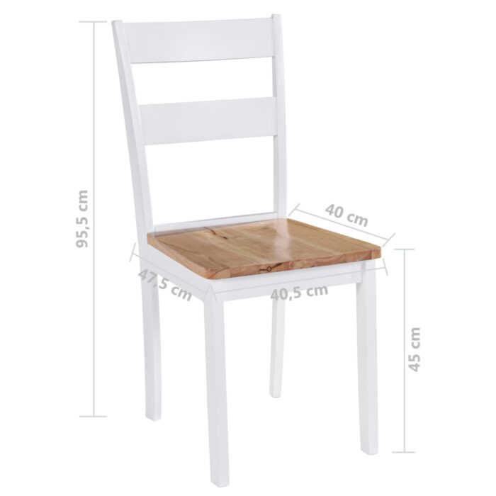 Chaises à manger lot de 4 blanc bois d'hévéa massif – Image 5