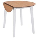 Table à manger ronde à abattant MDF blanc – Image 3
