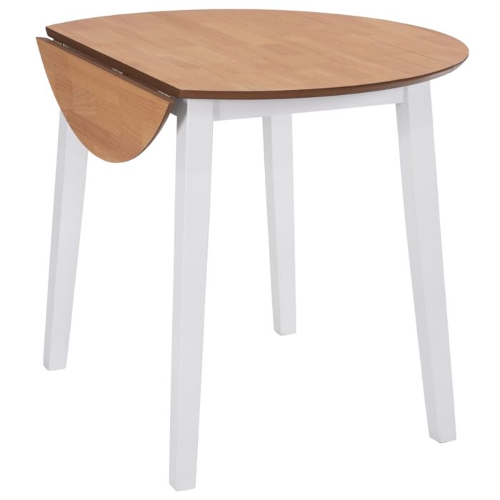 Table à manger ronde à abattant MDF blanc – Image 3