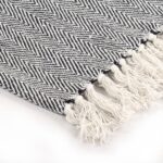 Couverture coton à chevrons 125x150 cm Bleu marine – Image 5