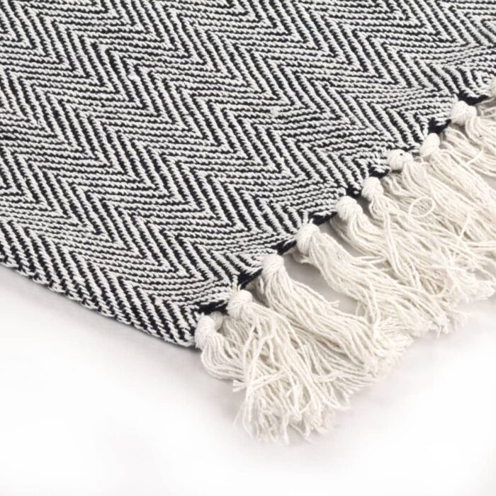 Couverture coton à chevrons 125x150 cm Bleu marine – Image 5