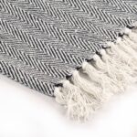 Couverture coton à chevrons 220x250 cm Bleu marine – Image 5