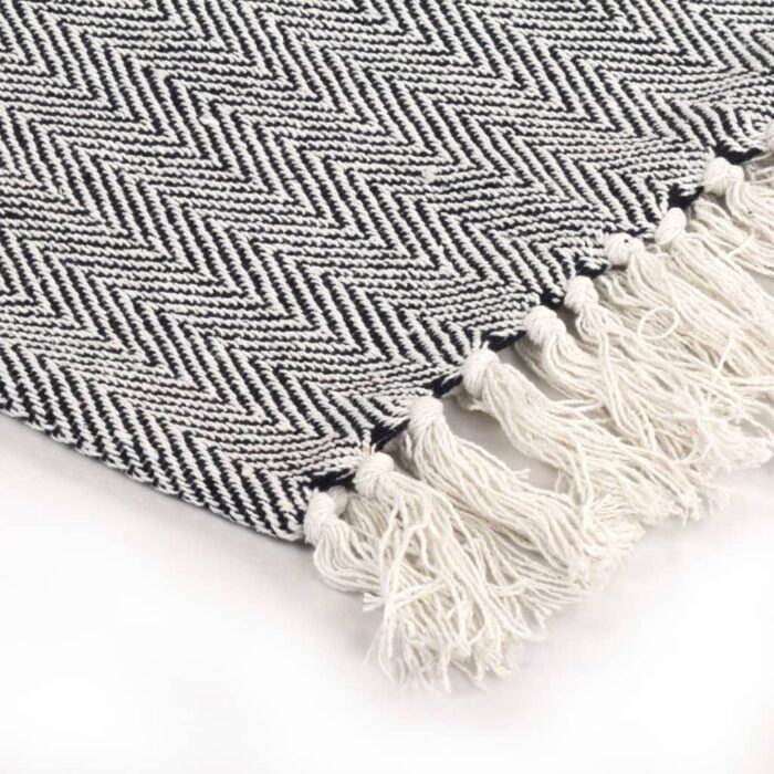 Couverture coton à chevrons 220x250 cm Bleu marine – Image 5