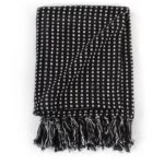 Couverture coton à carrés 125x150 cm Noir – Image 4
