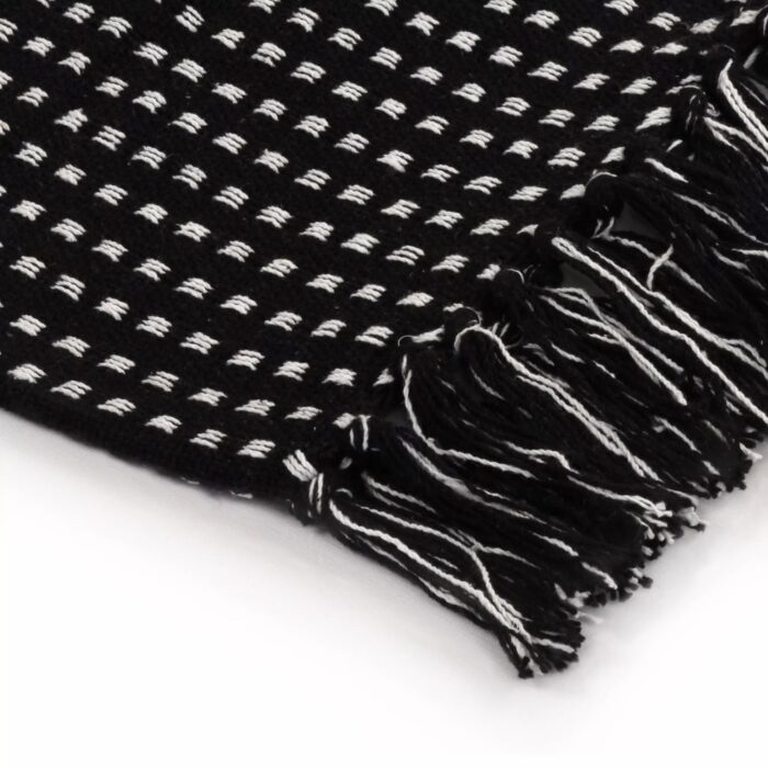 Couverture coton à carrés 125x150 cm Noir – Image 5