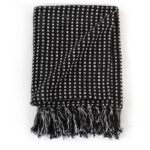 Couverture coton à carrés 220x250 cm Noir – Image 4