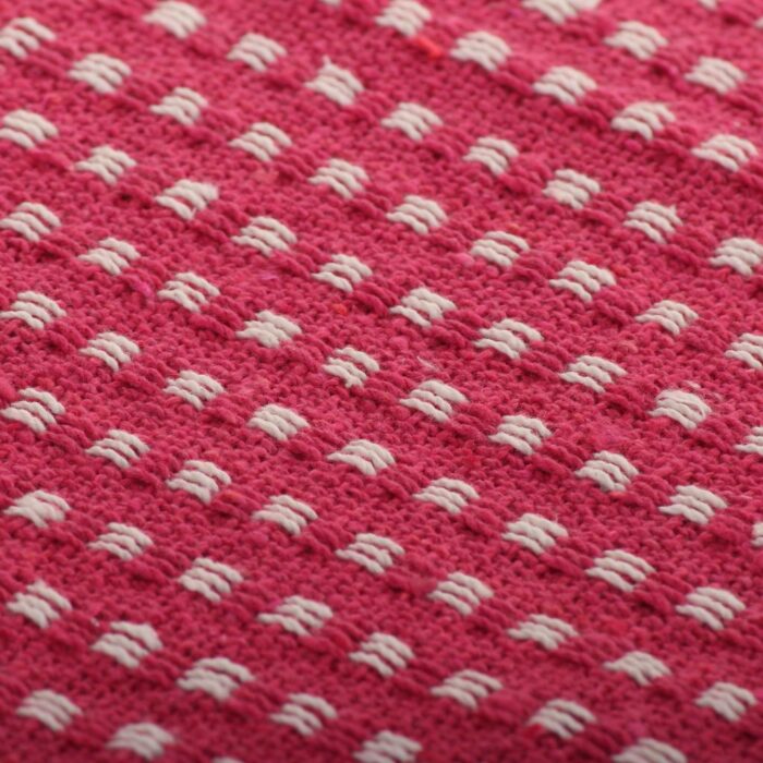Couverture coton à carrés 125x150 cm Rose – Image 2