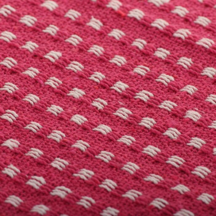 Couverture coton à carreaux 160x210 cm Rose – Image 2