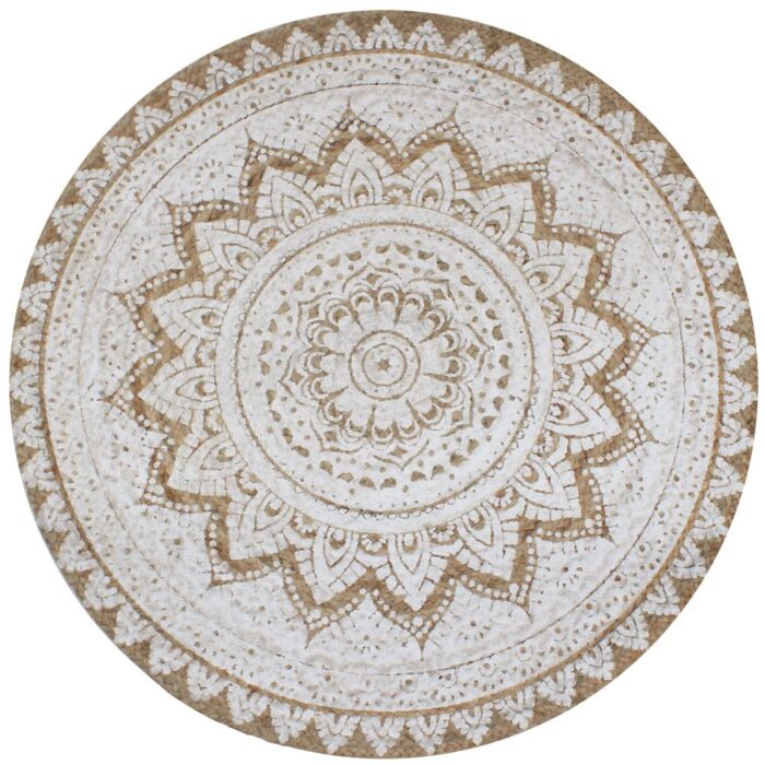 Tapis Jute tressé imprimé 90 cm rond – Image 1