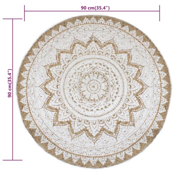 Tapis Jute tressé imprimé 90 cm rond – Image 5