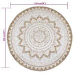 Tapis de sol Jute tressée imprimée 150 cm Rond – Image 5