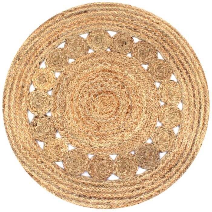 Tapis Jute design tressé 90 cm rond – Image 1