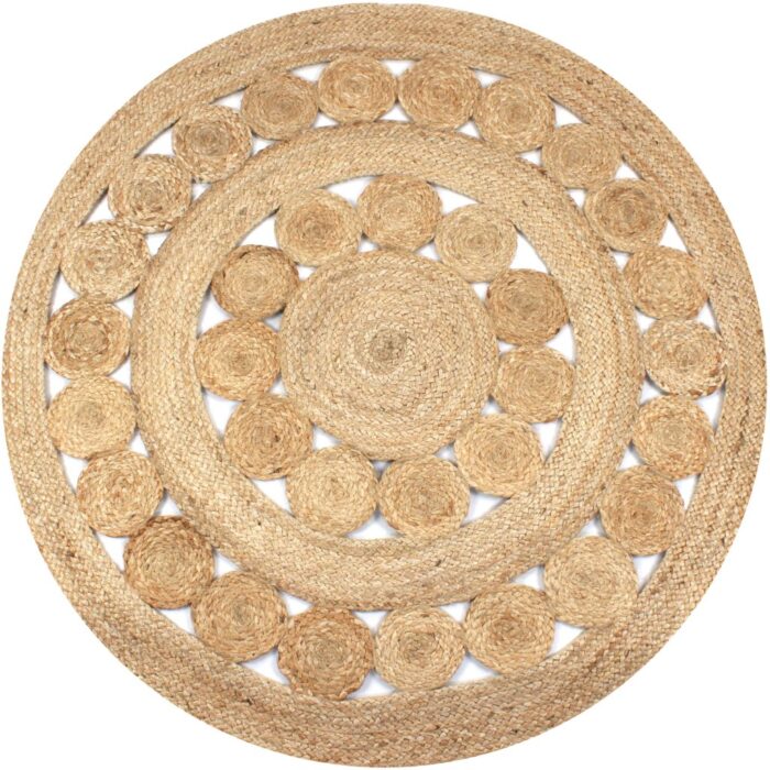 Tapis Jute design tressé 120 cm Rond – Image 1