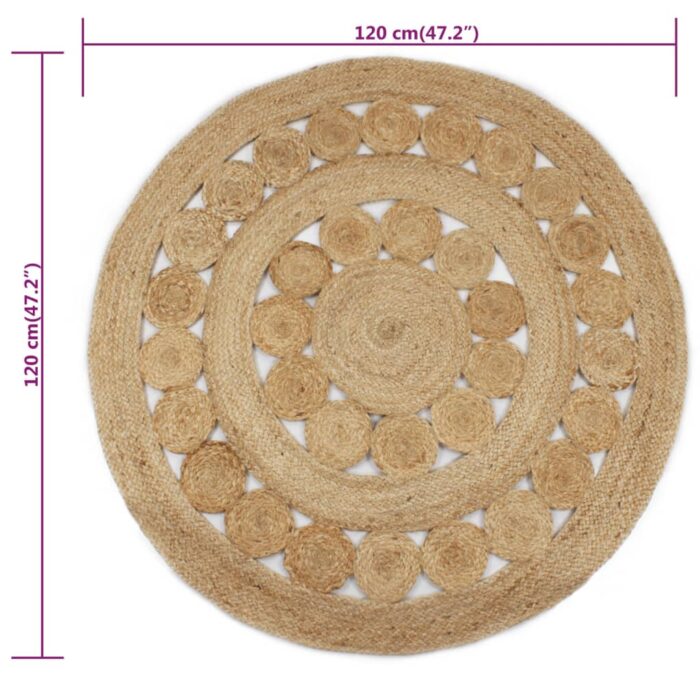 Tapis Jute design tressé 120 cm Rond – Image 5