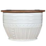 Table basse Bois de récupération massif Blanc Forme de baril – Image 4