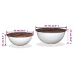 Ensemble de table basse 2pcs Bois récupération massif forme bol – Image 12