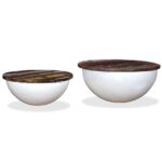 Ensemble de table basse 2pcs Bois récupération massif forme bol – Image 4