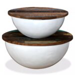 Ensemble de table basse 2pcs Bois récupération massif forme bol – Image 5