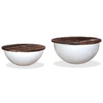 Ensemble de table basse 2pcs Bois récupération massif forme bol – Image 9